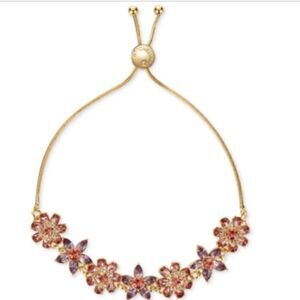 NWT Charter Club Gold-Tone Multi-Crystal Flower Slider Bracelet